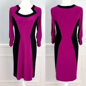 Joseph Ribkoff Magenta Colorblock Sheath Dress Slimming Career Cocktail Size 10